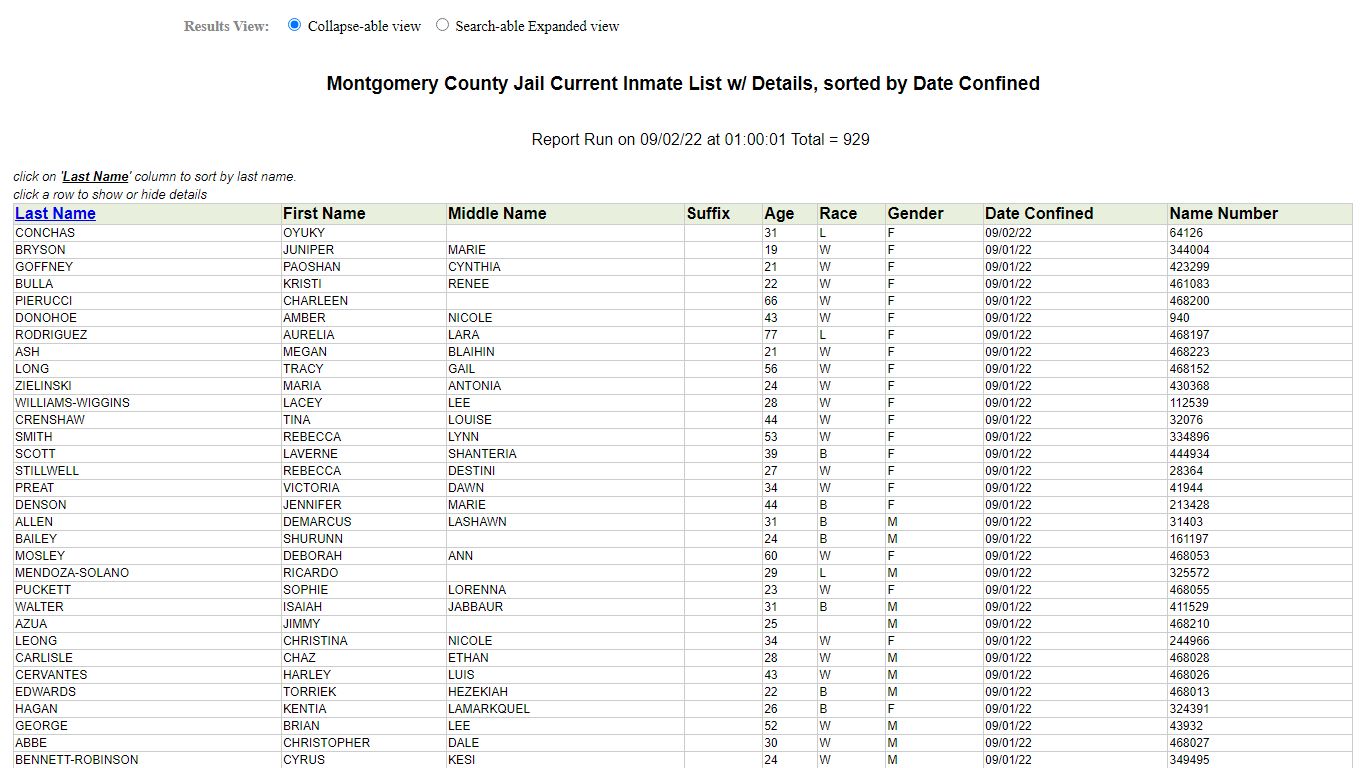 Jail Roster - Montgomery County, Texas